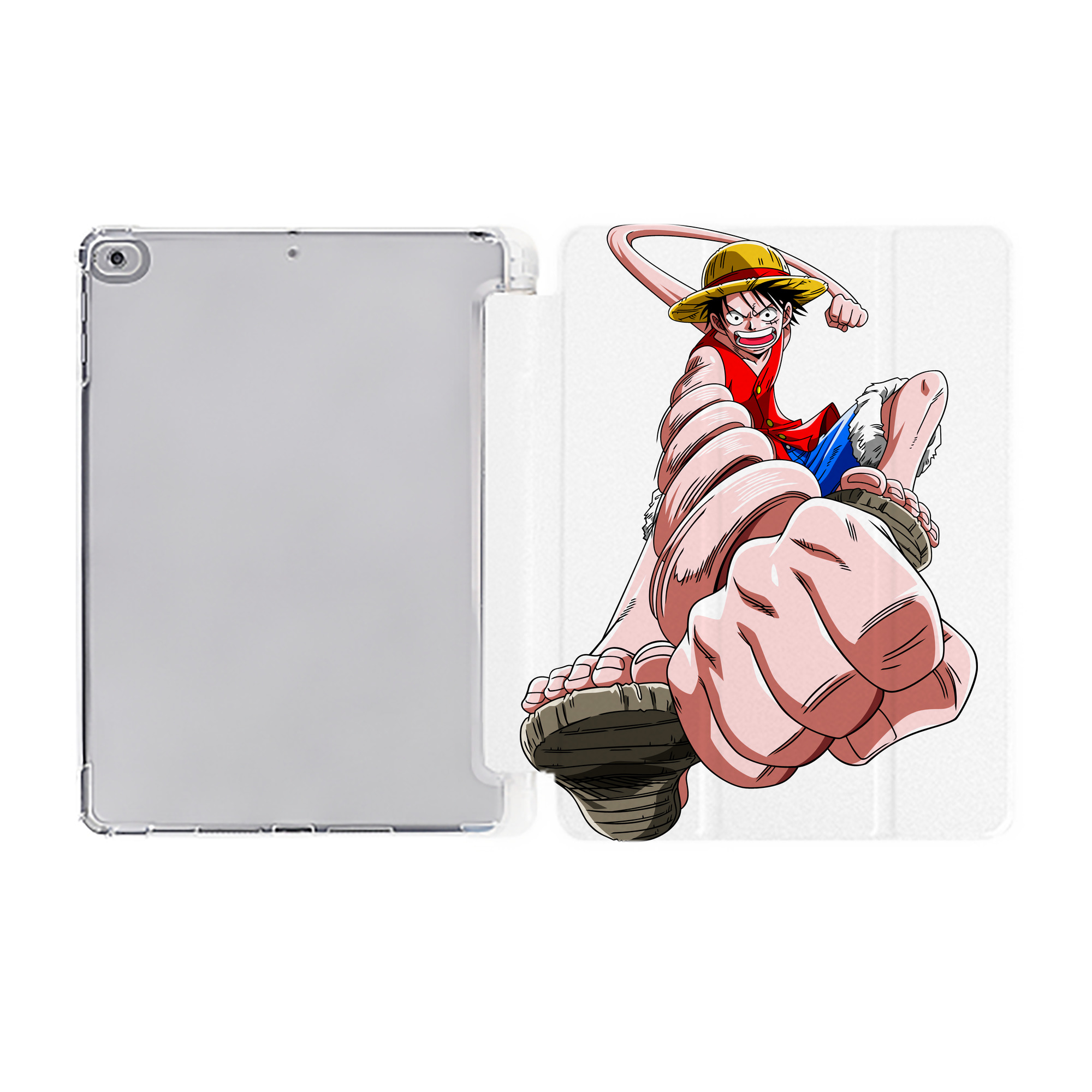 （画像用） ワンピース モンキー・D・ルフィ ONE PIECE Monkey D. Luffy IPad ケース ペン収納付き 三つ折りスタンド PUレザー×シリコン 対応機種9.5/10.5/10.9インチ